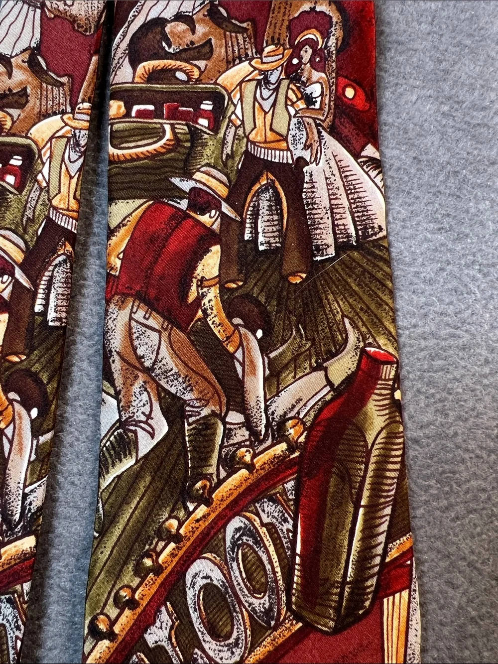 The Beatles Red and Brown Novelty Jazz-Theme Men's Tie
